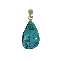 242009230074 Pendentif Turquoise (stab.), Pierre roulée, 3,5cm, doré à l'or fin | Marco Schreier