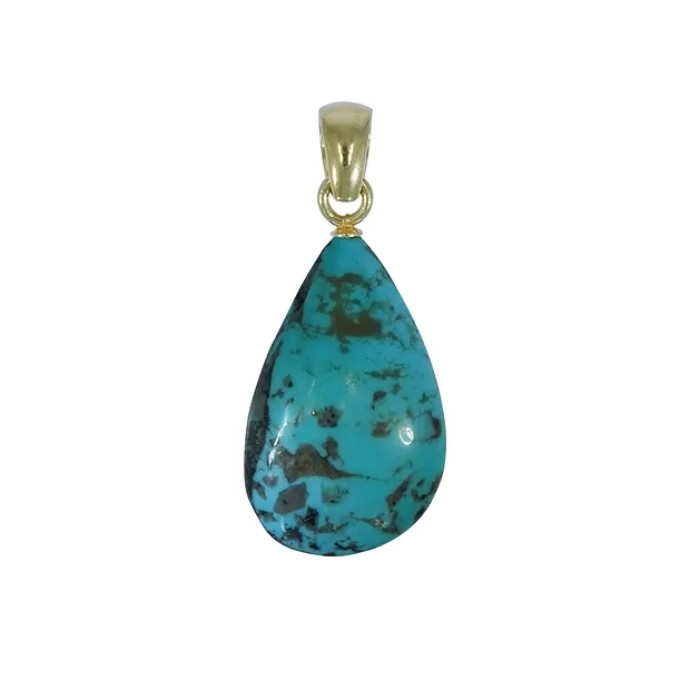 Tumbled Stone Pendant Turquoise (23 x 18mm), 3.5cm, gold-plated | Marco Schreier