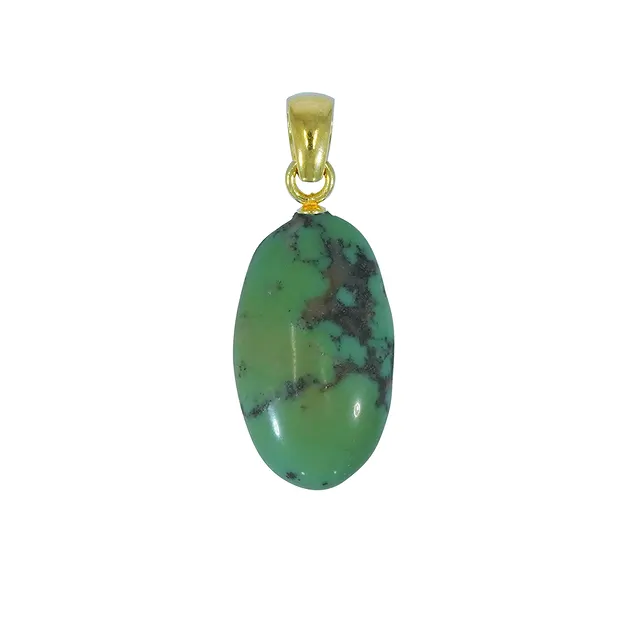 Pendant Turquoise green Tumbled Stone (23 x 12mm), 3.5cm, gold-plated | Marco Schreier