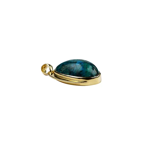 Pendentif Chrysocolle, goutte (29 x 18mm), 4,0cm, doré | Marco Schreier