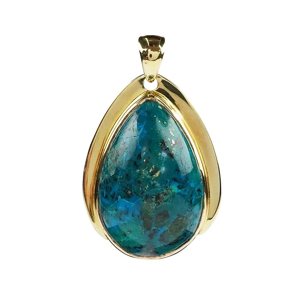 Pendentif Chrysocolle, goutte (29 x 18mm), 4,0cm, doré | Marco Schreier