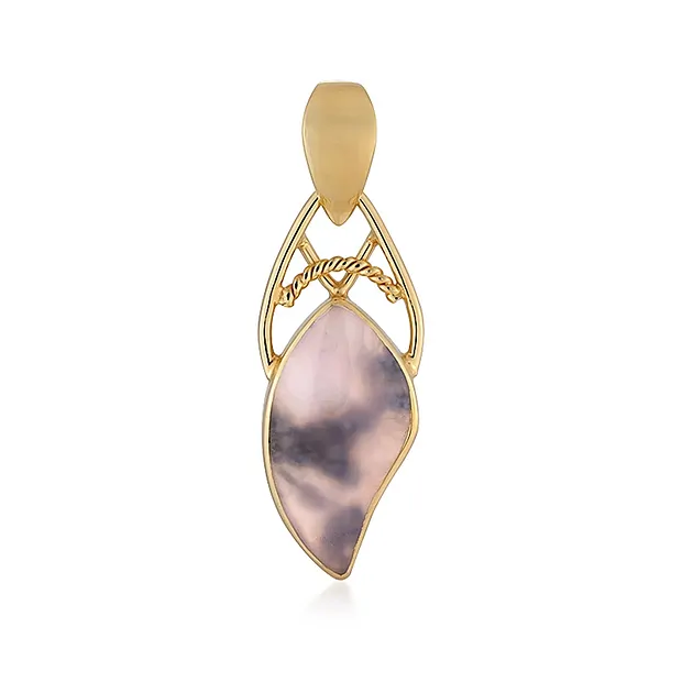 Pendentif Calcédoine (lilas), Fancy Freeform (20 x 10mm), 3,6cm, plaqué or | Marco Schreier