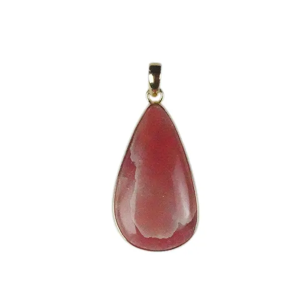 Anhänger Rhodochrosit Tropfen (31 x 19mm), 4,2cm, vergoldet | Marco Schreier