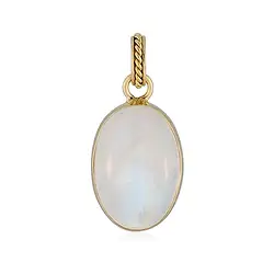 242009230120 Pendentif Labradorite (blanche), Ovale (24 x 17mm), 3,5cm, doré à l'or fin | Marco Schreier