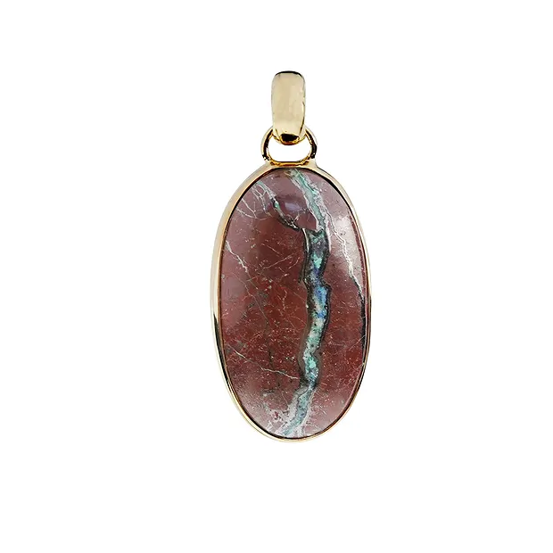 Pendente in zarinite, ovale (33 x 19 mm), 4,5 cm, placcato oro | Marco Schreier