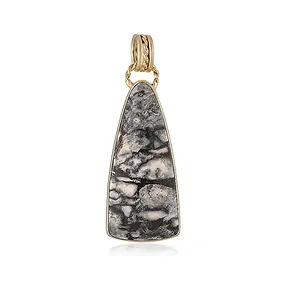 Pendente in diaspro batik, goccia (35 x 16 mm), 4,6 cm, placcato oro | Marco Schreier
