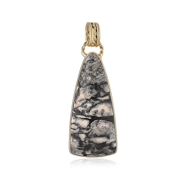 Colgante de jaspe batik, gota (35 x 16 mm), 4,6 cm, chapado en oro | Marco Schreier