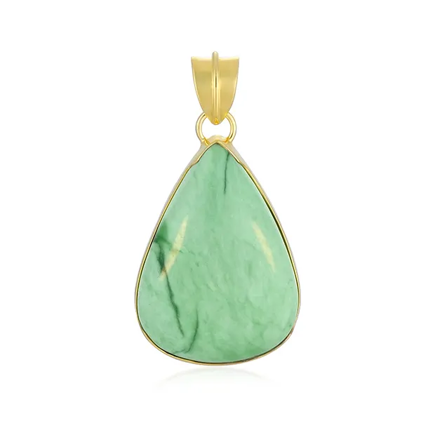 Pendentif Variscite, goutte (29 x 19mm), 4,0cm, doré | Marco Schreier