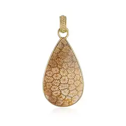 242009230210 Petrified Coral pendant, drop (35 x 20mm), 4.7cm, gold-plated | Marco Schreier