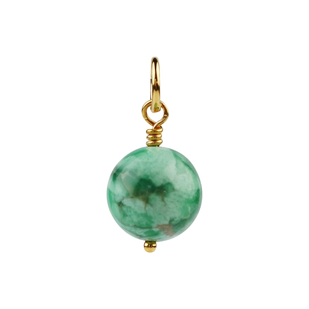 Pendentif Variscite, boule (14 mm). 2,8cm, doré | Marco Schreier