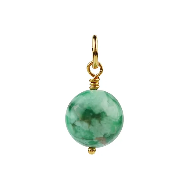 Pendentif Variscite, boule (14 mm). 2,8cm, doré | Marco Schreier
