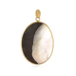 242009230296 Colgante de Madre Perla (Nácar), Yin Yang redondo (46 x 34 mm), 5,8 cm, chapado en oro | Marco Schreier