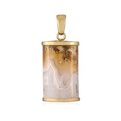 242009240010 Pendentif Agate mousse (jaune), demi-cylindre (30 x 15mm), 4,0cm, doré | Marco Schreier