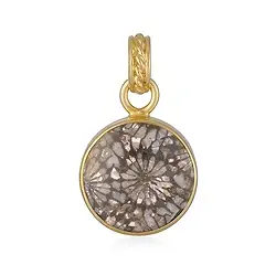 242009240013 Pendentif Corail fossilisé, rond (15mm), 3,5cm, doré | Marco Schreier