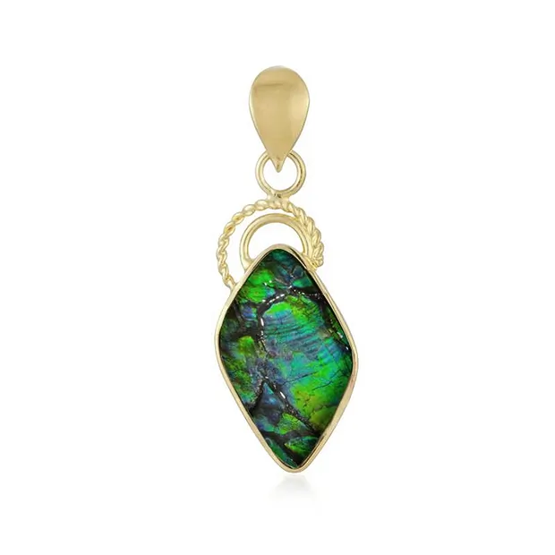 Pendentif Ammolite, forme libre (25 x 12mm), 4,0cm, doré | Marco Schreier