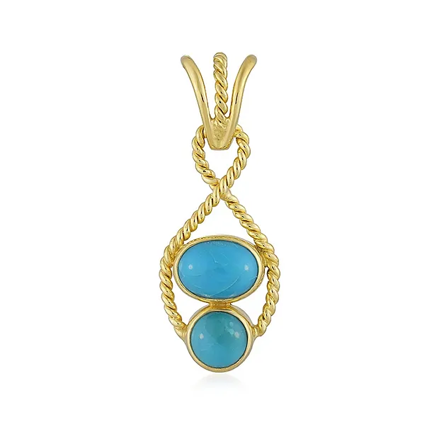 Pendant Turquoise oval (8 x 6mm), round (8mm), 3.0cm, gold-plated | Marco Schreier