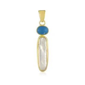 Pendentif Turquoise (stab.), perle, 4,2cm, doré à l'or fin | Marco Schreier