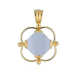 242009240029 Anhänger Chalcedon (blau), Cushion (13 x 13mm), 3,0cm, vergoldet | Marco Schreier