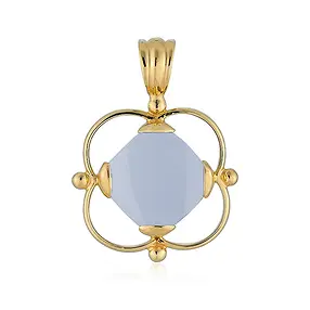 Anhänger Chalcedon (blau), Cushion (13 x 13mm), 3,0cm, vergoldet | Marco Schreier