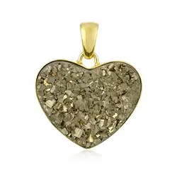 242009240035 Pyrite pendant, heart (38 x 32mm), 4.2cm, gold-plated | Marco Schreier