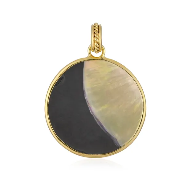 Mother of Pearl pendant, Yin Yang round (32mm), 5.0cm, gold-plated | Marco Schreier
