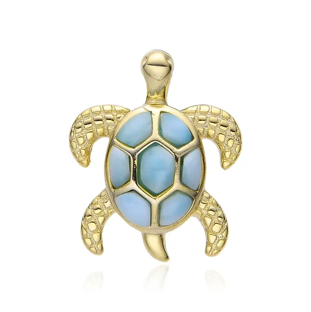 Pendentif Larimar, Tortue (tortue d'eau), 1,5cm, doré | Marco Schreier