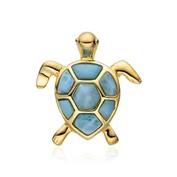 242009240041 Anhänger Larimar, Schildkröte (Wasserschildkröte), 2,5cm, vergoldet | Marco Schreier