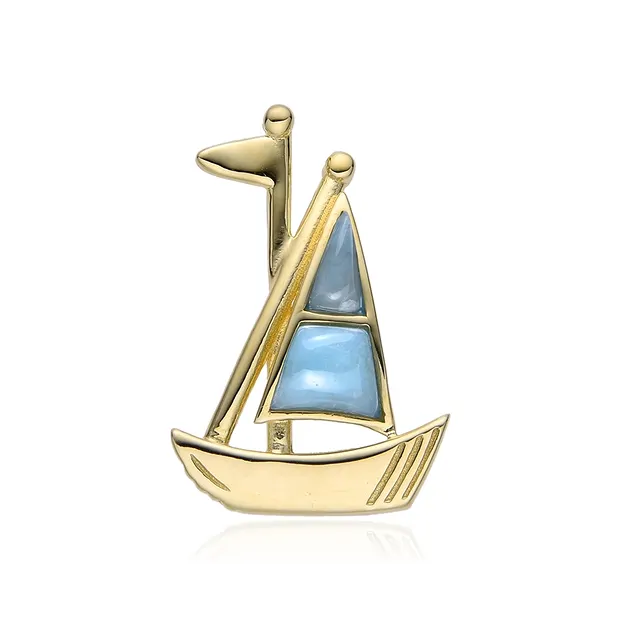 Larimar pendant, sailing ship, 2.5 cm, gold-plated | Marco Schreier