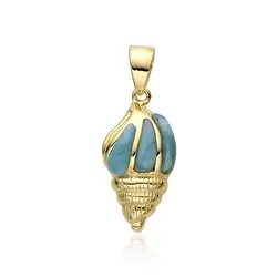 242009240049 Larimar pendant, shell, 1.7 cm, gold-plated | wholesaler gems & healing stones