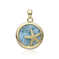 242009240050 Ciondolo in Larimar, stella marina, 2,6 cm, placcato oro | Marco Schreier