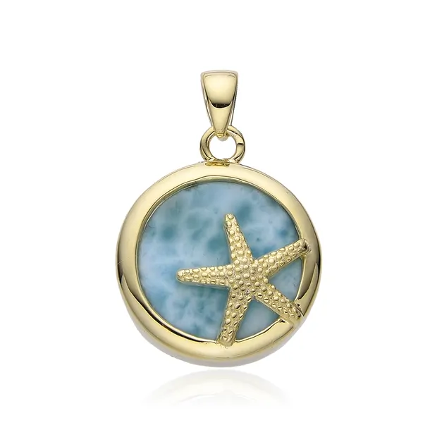 Anhänger Larimar, Seestern, 2,6cm, vergoldet | Edelsteine, Heilsteine & Schmuck