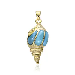 242009240054 Larimar pendant, shell, 3.7 cm, gold-plated | wholesaler gems & healing stones
