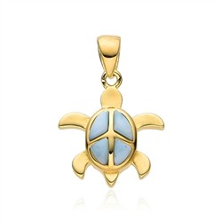 242009240055 Larimar pendant, turtle, 1.6 cm, gold-plated | wholesaler gems & healing stones