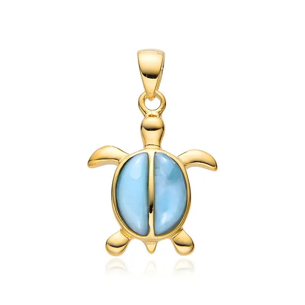Colgante de Larimar, tortuga, 2,5 cm, chapado en oro | Marco Schreier
