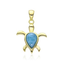 242009240061 Pendentif Larimar, tortue, 2,2cm, doré | Marco Schreier