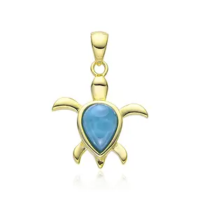 Pendentif Larimar, tortue, 2,2cm, doré | Marco Schreier