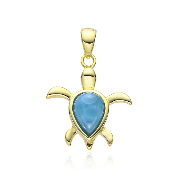 Larimar pendant, turtle, 2.2 cm, gold-plated | wholesaler gems & healing stones