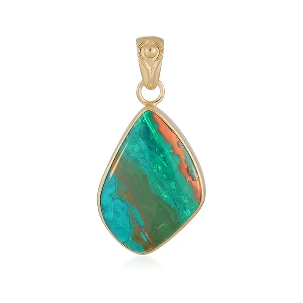 Anhänger Atacama-Opal, Freeform (25 x 18mm), 3,3cm, vergoldet | Marco Schreier