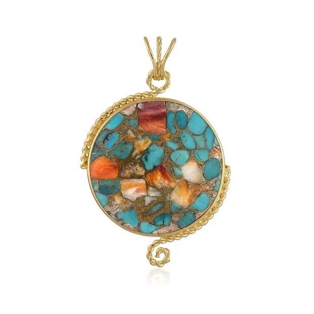 Pendant mohave stone (rec.), round (33mm), 5.5cm, gold-plated | Marco Schreier