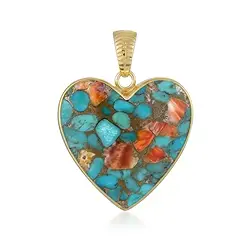 242009240083 Pendant mohave stone (rec.), heart (33 x 33mm), 4.4cm, gold-plated | Marco Schreier
