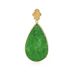 242009240093 Uvarovite pendant, drop (50 x 30mm), 6.3cm, gold-plated | Marco Schreier