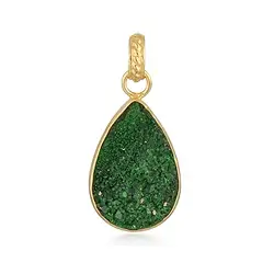 242009240094 Uvarovite pendant, drop (25 x 15mm), 3.2cm, gold-plated | Marco Schreier