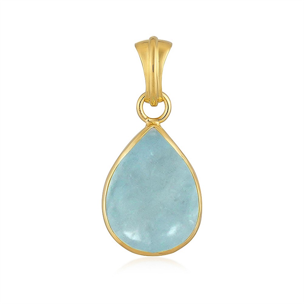 Anhänger Aquamarin Tropfen (20 x 15mm), 3,0cm, vergoldet | Marco Schreier