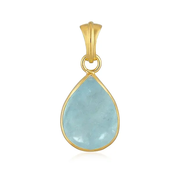 Aquamarine drop pendant (20 x 15mm), 3.0cm, gold-plated | Marco Schreier