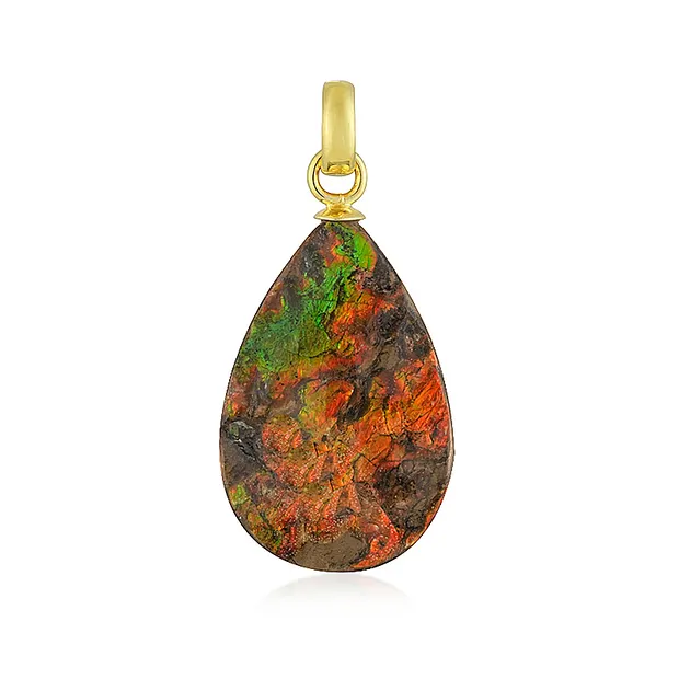 Ammolite freeform pendant, 2.0 - 3.0 cm, gold-plated | Marco Schreier