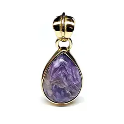 242009240144 Anhänger Charoit, Tropfen (16 x 11mm), 2,5cm, vergoldet | Marco Schreier