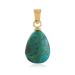 242009240145 Pendentif Chrysocolle (stab.), goutte (22 x 15mm), 3,0cm, doré | Marco Schreier