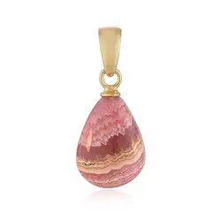 242009240151 Rhodochrosite pendant, freeform (20 x 11mm), 3.2cm, gold-plated | Marco Schreier