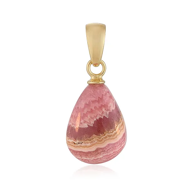 Anhänger Rhodochrosit, Freeform (20mm), 3,2cm, vergoldet | Marco Schreier