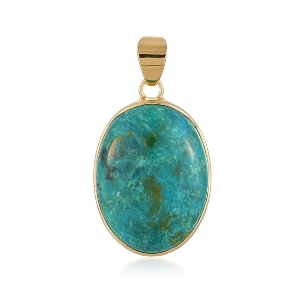 Pendentif Chrysocolle (stab.), Ovale (29 x 22mm), 4,3cm, doré | Marco Schreier